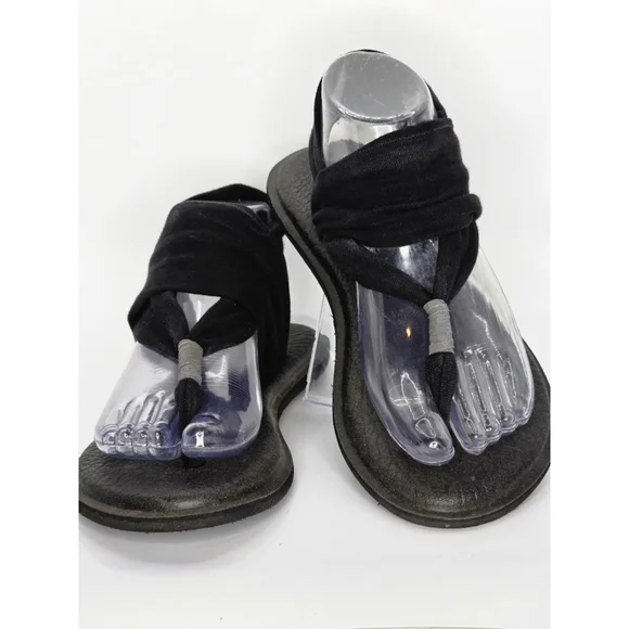 Sanuk Black & Gray Yoga Sling 2 Sandals Women's Size 7 - Picture 2 of 7